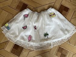 Юбка для девочки Piazza Italia белая фатин 13-14 лет апликация легкая 