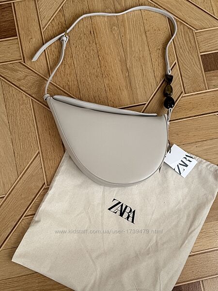 Асимметричная сумка zara бежевая светлая нюд камни