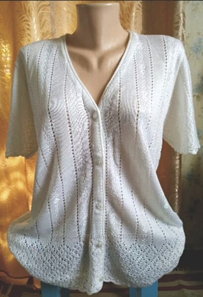 Чудесная ажурная кофточка, блузка на размер 50-52