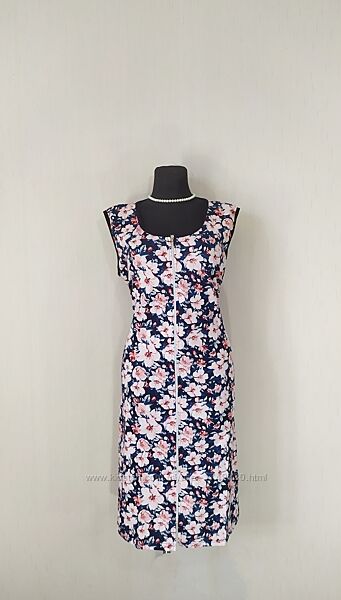 Женский трикотажный халат на молнии с карманами и поясом