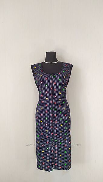 Женский трикотажный халат на молнии с карманами и поясом