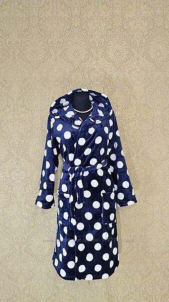 Махровый халат шиншилла на запах с капюшоном и карманами