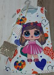 Платье детское для девочки 3-7 лет с сумочкой LOL 