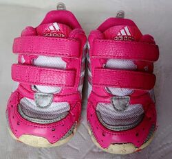 Кроссовки Adidas р. 19 бело-розовые кожа текстиль на липучках  