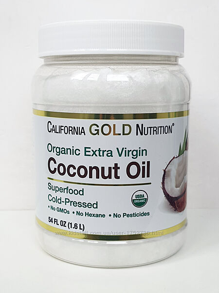 Кокосовое масло нерафинированное California Gold Nutrition, 1,6 л