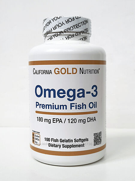Рыбий жир омега-3 California Gold Nutrition Premium, 2000 мг, 100 капсул 