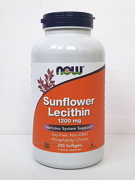 Подсолнечный лецитин Now Foods, 1200 мг, 200 капсул / порошок, 454 г