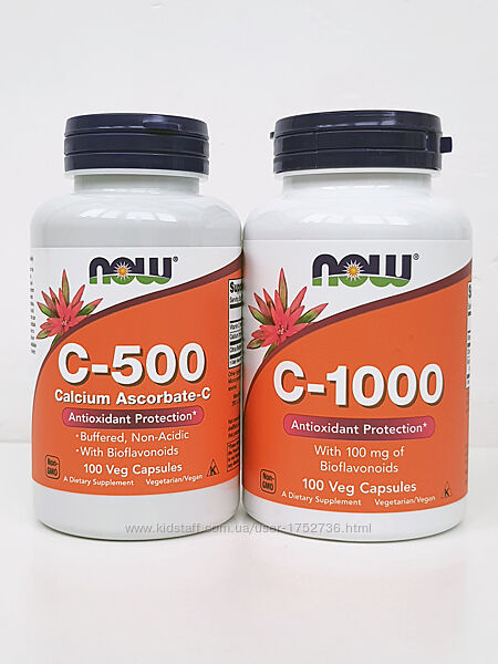 Витамин C Now Foods C-500/C-1000, 100 капсул