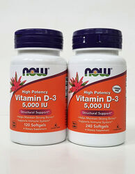 Высокоактивный витамин D3 Now Foods, 5000 МЕ, 120/240 капсул