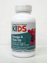 Рыбий жир омега-3 для детей California Gold Nutrition, клубника, 60 капсул