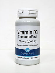 Вітамин D3 Lake Avenue Nutrition, 1000 МЕ, 360 капсул