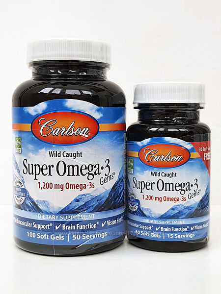 Риб&acuteячий жир Супер омега-3 Carlson Super Omega-3, 600 мг, 100 30 капсул