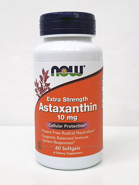 Астаксантин Now Foods, 10 мг, 60 капсул