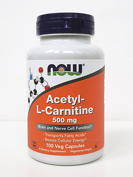 Ацетил-L-карнитин Now Foods, 500 мг, 100 капсул