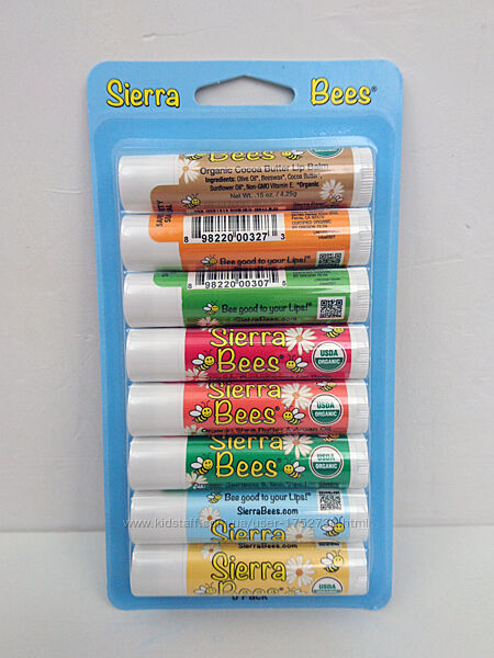 Органический бальзам для губ Sierra Bees, набор из 8 шт, ассорти