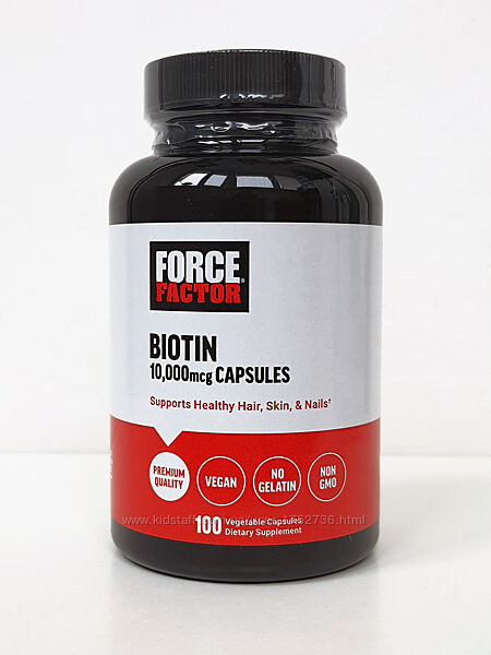 Биотин Force Factor, 10000 мкг, 100 капсул