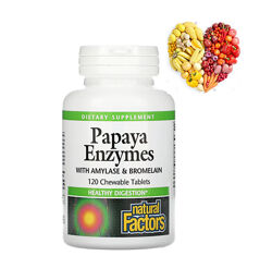 Natural Factors, Энзимы папайи с амилазой и бромелаином, 120 таблеток