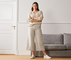 Стильні, лляні штани палаццо euro 38