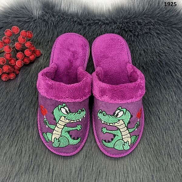 Тапочки детские для мальчика Белста фиолетовые Крокодильчик