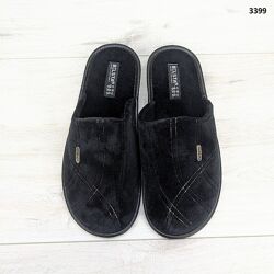 Тапочки чоловічі закриті чорні велюр Белста