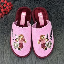 Тапочки фетровые паркетные Белста для девочки розовые Minecraft 5122