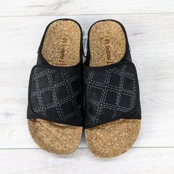 Тапочки мужские домашние Inblu на липучке черные с пробковой стелькой 3628