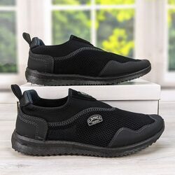 Кроссовки мокасины мужские черные сетка Dago Style 3127-3
