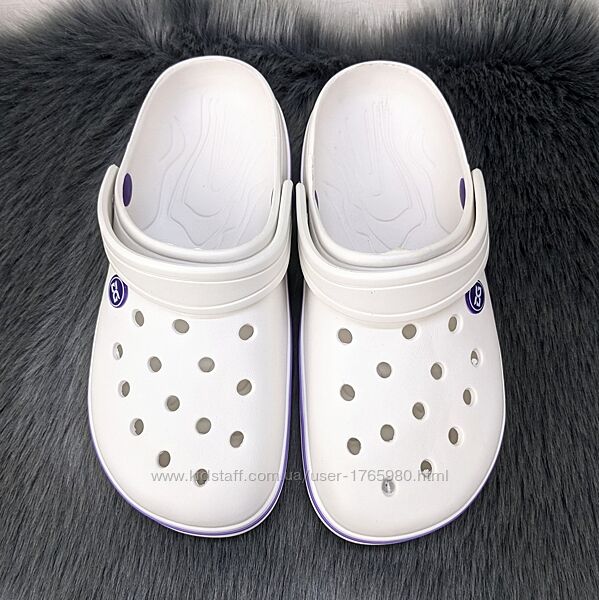 Сабо кроксы женские пена белые с фиолетовым Даго Стиль 4399
