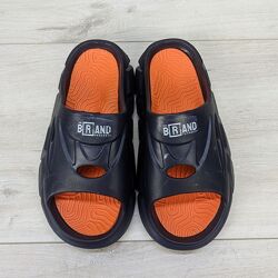 Шлепанцы мужские сланцы пенковые черные с оранжевым Прогресс 3731