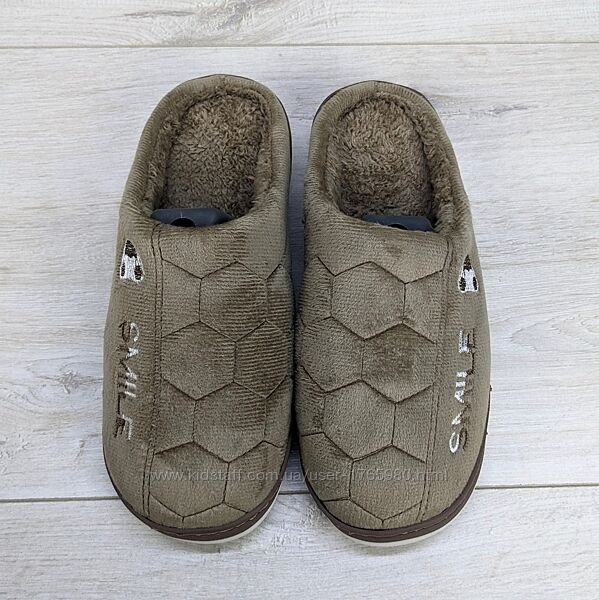 Тапочки для мальчика подростковые мягкие теплые коричневые 3813