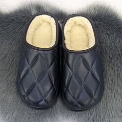 Галоши женские без задника на меху темно-синие Tap Mal 4615