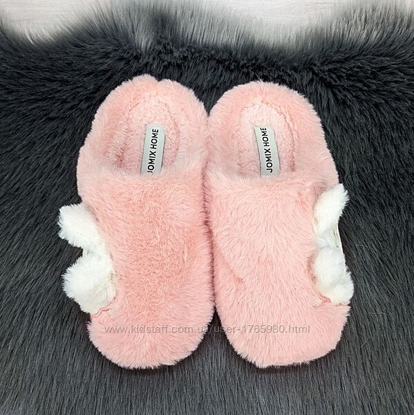 Тапочки детские для девочки теплые без задника розовые Jomix 5521