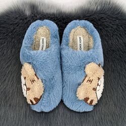 Тапочки детские для мальчика теплые без задника синие Jomix 5521