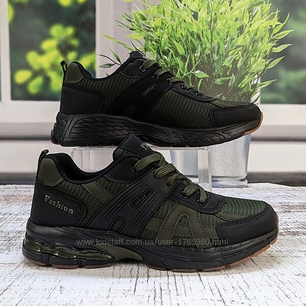 Кроссовки мужские KMB демисезонные текстильные цвета хаки 3723