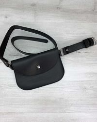 Жіноча сумка на пояс чорна сумка сумочка поясний клатч чорний клатч на пояс