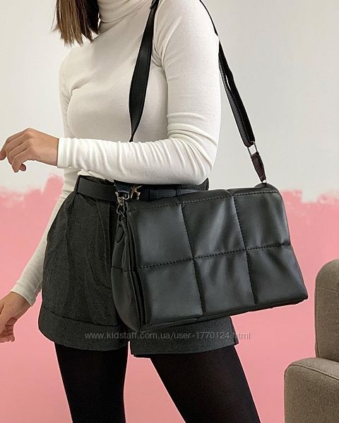 Чорна сумка середнього розміру жіноча сумка стьобана сумка через плече