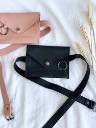 Чорний клатч на пояс чорна сумка на пояс рожева сумка на пояс пудрова сумка