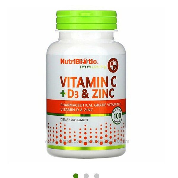 NutriBiotic, Immunity, витамины C  D3 и цинк - 