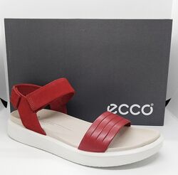 Шикарные кожаные красные босоножки сандалии Ecco Flowt оригинал