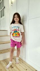 Дитяча бавовняна яскрава піжама футболка з шортами для дівчинки Primark 