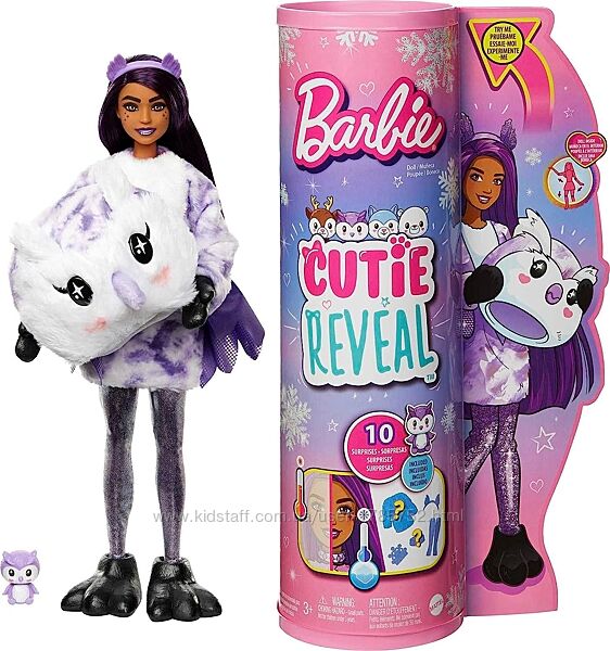 Лялька Barbie Cutie Reveal, плюшевий костюм сови серії Snowflake Sparkle 