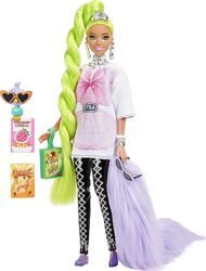Barbie Extra з неоново зеленим волоссям. Барбі екстра 11 з папугою