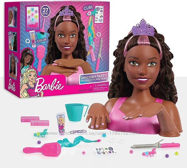 Манекен для зачісок барбі-негритяночка. Barbie Unicorn Party Styling Head 