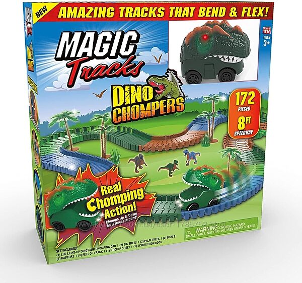 Гоночна траса динозаврів Magic Tracks Dino Chomper із справжнім жуванням