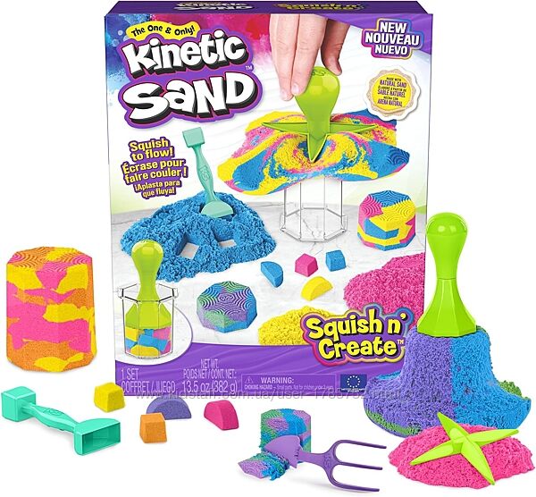 Веселковий кінетичний пісок Kinetic Sand Squish N Create Playset 