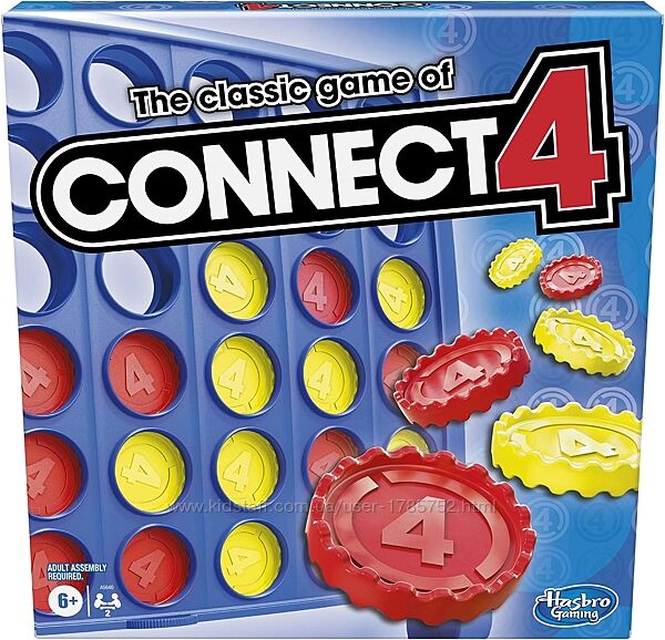 Hasbro Gaming Connect 4 Classic Grid, гра 4 в ряд, настільна гра 
