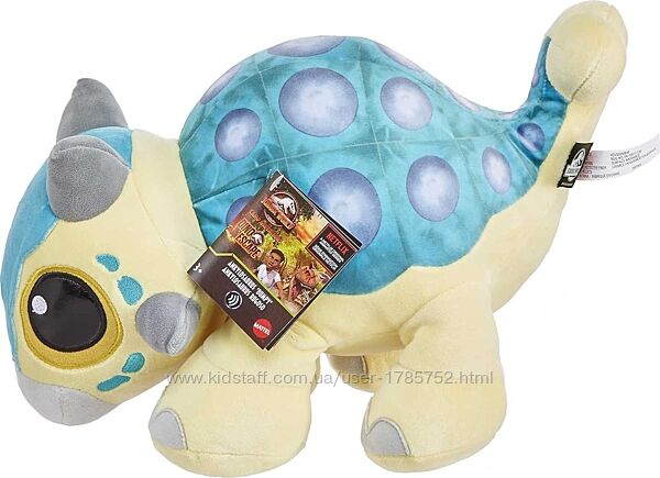 Плюшева мяка іграшка динозавр Mattel Jurassic World, анкілозавр Бампі, звук
