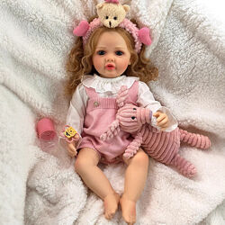Лялька Реборн Reborn 55 см вініл-силіконова Аліса в наборі з соскою