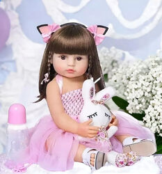 Лялька Реборн 55см силіконова Соломія в наборі з соска, пляшка, іграшка