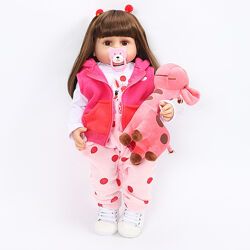Лялька Реборн 55см вініл-силіконова Настя в наборі соска, пляшка, іграшка